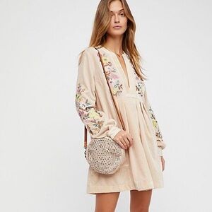 Free people Mia velvet floral babydoll long sleeve dress
